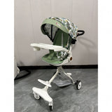 Carucior Sport Flippy 3in1, 6-36 Luni, Reversibil, Pliabil, Tavita pentru Masa, Pozitie de Somn, Centura de Siguranta, Roti 360, Suport Pahar, Copertina pentru Soare, 32x63x95cm, Verde Model Frunze - vivimall.ro
