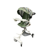 Carucior Sport Flippy 3in1, 6-36 Luni, Reversibil, Pliabil, Tavita pentru Masa, Pozitie de Somn, Centura de Siguranta, Roti 360, Suport Pahar, Copertina pentru Soare, 32x63x95cm, Verde Model Frunze - vivimall.ro