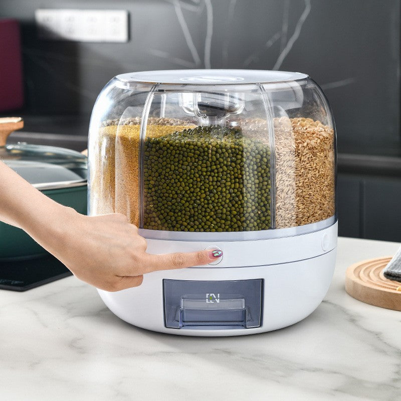 Dozator De Cereale Rotativ 360, 6 Compartimente, Capacitate 3 L, Rezistent La Umezeala, Inchidere Etansa - vivimall.ro