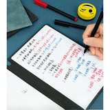 Set Agenda A5 Reutilizabila cu Pagini Tip Tabla, Agenda Pagini Albe cu Stergere Uscata, 3 Markere, 1 Burete și 1 Laveta de sters, Portabila, 24 x 16.5 cm, Coperta Piele, Roz Pal - vivimall.ro