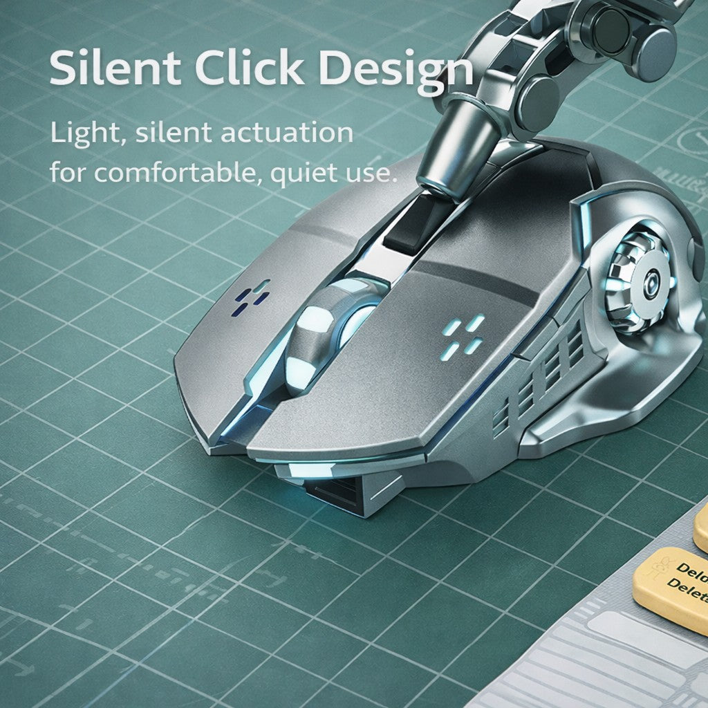 Mouse Gaming Wireless, Flippy, Bluetooth, 2.4GHz, 3600dpi, Reincarcabil, 3,4 x 7,7 cm, Gri - vivimall.ro