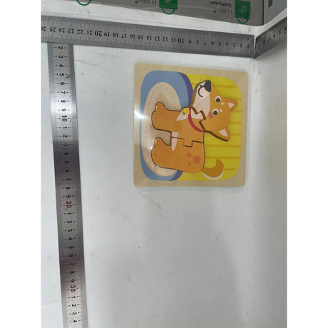 Puzzle Montessori din Lemn pentru Copii, Vivimall, 3D, 0-3 Ani, Model Catel, Educativ, Intuitiv, Creativ, 3 Piese, 15x15x0.5 cm, Multicolor - vivimall.ro