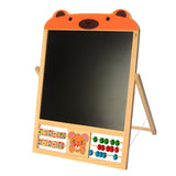 Tabla Educationala Magnetica, Flippy, Pliabila si Creativa, Litere si Cifre Magnetice, Suprafata pentru Creta si Marker, Dezvolta Creativitatea si Logica Matematica, din Lemn Natural, 3 ani+, Portocaliu - vivimall.ro