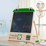 Tabla Educationala Magnetica, Flippy, Pliabila si Creativa, Litere si Cifre Magnetice, Suprafata pentru Creta si Marker, Dezvolta Creativitatea si Logica Matematica, din Lemn Natural, 3 ani+, Verde - vivimall.ro