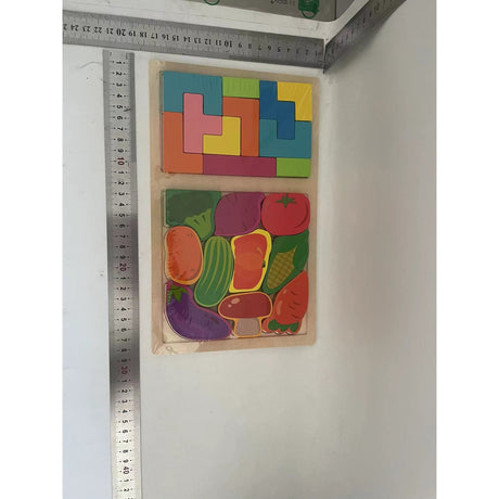 Puzzle Montessori din Lemn pentru Copii, Vivimall, Tip Tetris 2in1 +3 Ani, cu Legume Colorate 3D, Educativ, Intuitiv, Creativ, 21 de Piese, 28.5x17x1.2 cm, Multicolor - vivimall.ro