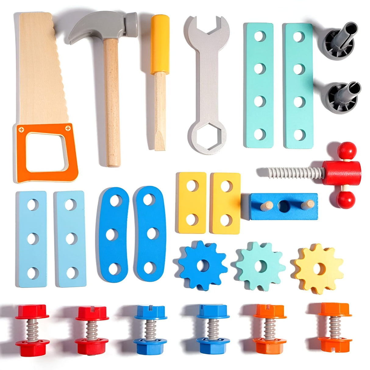 Jucarie Educativa Montessori, Flippy, Set de Unelte din Lemn, 2 in 1, Atelier Educativ in Forma de Casuta cu Maner, Dezvolta Motricitatea Fina si Logica, Materiale Eco, 16.5 x 20 cm, 3 ani+, Multicolor - vivimall.ro
