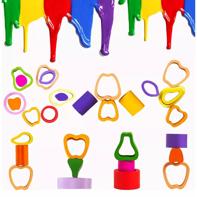 Jucarie Montessori din Lemn, Vivimall, Tip Puzzle, cu 5 Forme Asimetrice, 15 Piese, Model Fructe, Educativa, Interactiva, Creativa, Materiale Non Toxice, +2 Ani, 29x6.5 cm, Multicolor - vivimall.ro