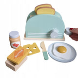 Jucarie Educativa Montessori din Lemn, Flippy, Set de Joaca Interactiv de Bucatarie pentru Copii, Model Toaster cu Accesorii pentru Micul Dejun, Dezvolta Motricitatea si Imaginatia, 3ani+, Multicolor - vivimall.ro