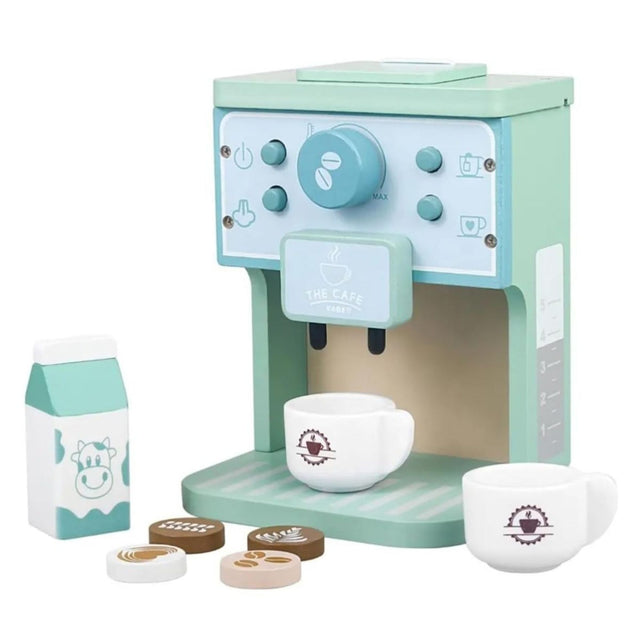 Jucarie Educativa Montessori din Lemn, Flippy, Aparat de Cafea Interactiv cu Capsule si  7 Accesorii Incluse, Dezvolta Motricitatea si Imaginatia, 3 ani+, Multicolor - vivimall.ro