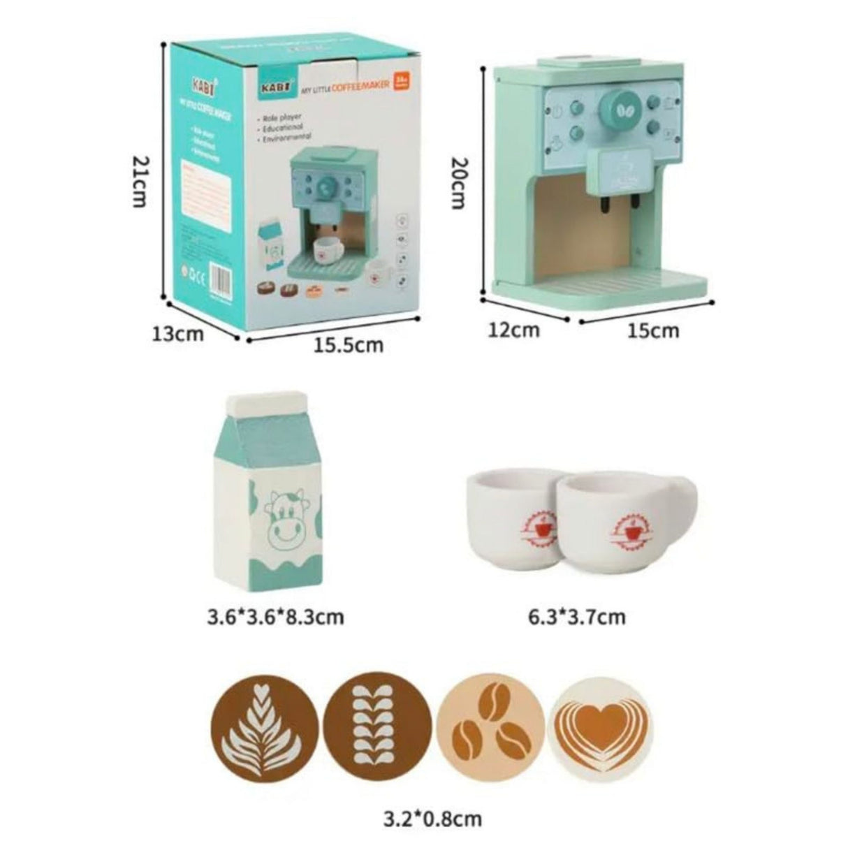 Jucarie Educativa Montessori din Lemn, Flippy, Aparat de Cafea Interactiv cu Capsule si  7 Accesorii Incluse, Dezvolta Motricitatea si Imaginatia, 3 ani+, Multicolor - vivimall.ro