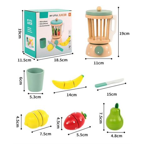 Blender detașabil din lemn Flippy cu capac, detaliu finisaj margini rotunjite și culori pastelate