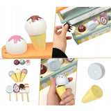 Set de Joaca Montessori, Flippy, Stand de Inghetata din Lemn cu Elemente Magnetice, Jucarie Educativa si Interactiva pentru Copii, Joc de Rol Complet, 3 ani+, Multicolor - vivimall.ro