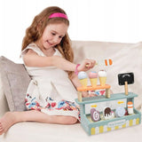 Set de Joaca Montessori, Flippy, Stand de Inghetata din Lemn cu Elemente Magnetice, Jucarie Educativa si Interactiva pentru Copii, Joc de Rol Complet, 3 ani+, Multicolor - vivimall.ro