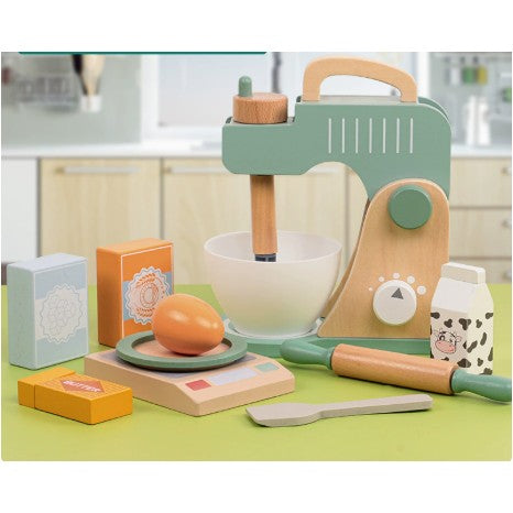 Set de Joaca Educativ, Flippy, Jucarie Montessori Interactiva pentru Gatit, Mixer de Bucatarie din Lemn, Cintar si Ingridiente, 3 ani+, Multicolor - vivimall.ro