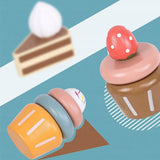 Jucarie Educativa Montessori din Lemn, Flippy, Set de Joaca Interactiv, Model Royal Afternoon Tea cu Etajera 2 Niveluri si Prajituri, Dezvolta Motricitatea si Imaginatia, 3ani+, Multicolor - vivimall.ro