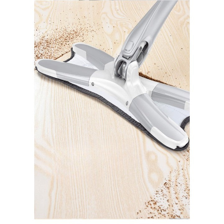 Set Mop Plat + Galeata, Vivimall, cu Sistem de Stoargere, Lungime Telescopica 140 cm, Argintiu/Galben - vivimall.ro