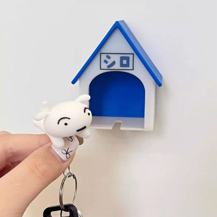 Suport de Chei, Vivimall, Model Casuta si Breloc Caine Alb, 7x6x4cm - vivimall.ro