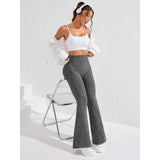 Pantaloni sport evazați damă gri închis, prezentare completă produs Vivimall, mărime XL