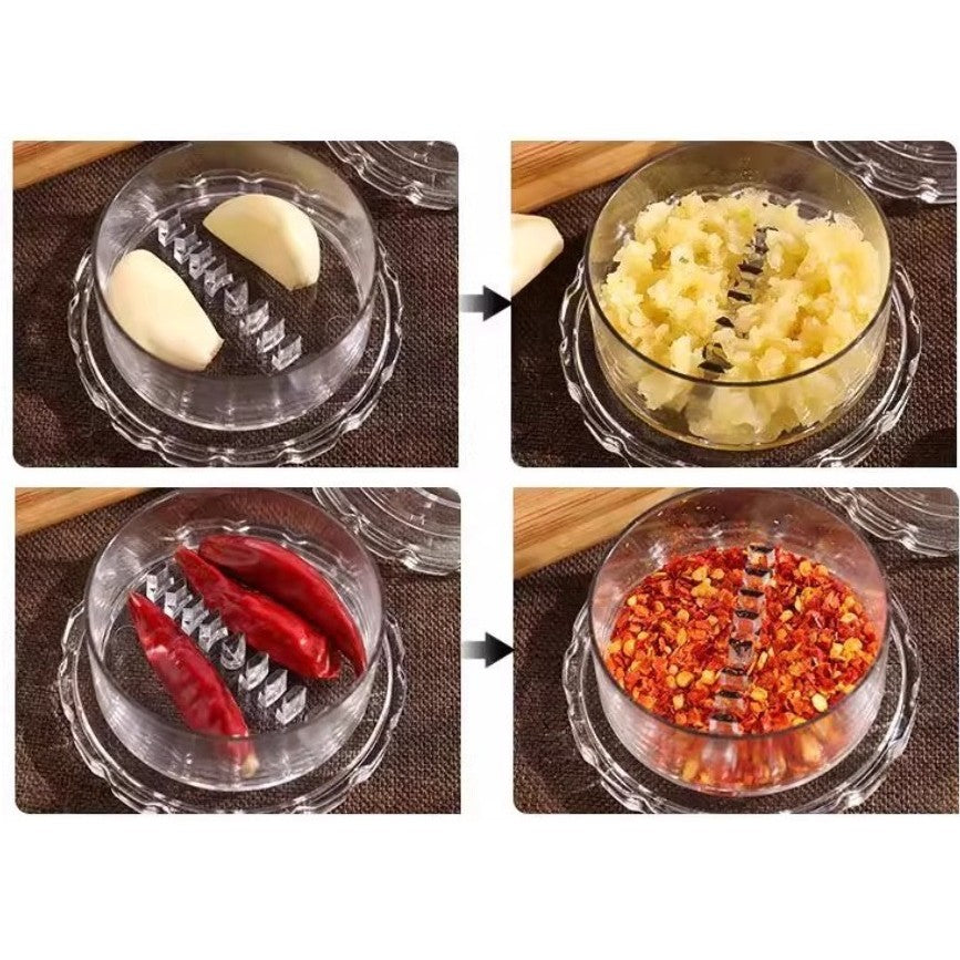 Zdrobitor de Usturoi, Flippy, Multifunctional, din Plastic, Prin Rasucire, 4 x 7.5 cm, Transparent