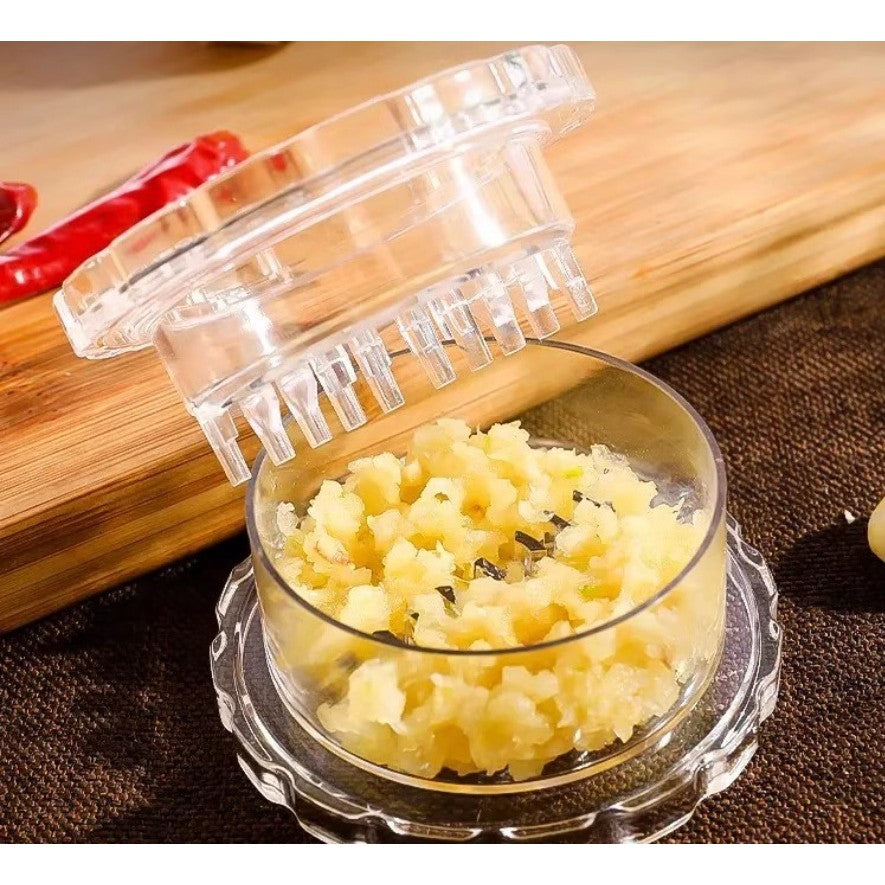 Zdrobitor de Usturoi, Flippy, Multifunctional, din Plastic, Prin Rasucire, 4 x 7.5 cm, Transparent